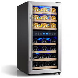 Adega Climatizada de Zona Dupla para 33 Garrafas com Controle Digital, 110V, Phiestina, Prata