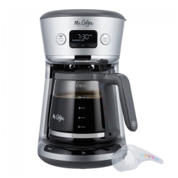 Máquina de Café Programável Mr. Coffee 12 Xícaras com Medição Digital, Filtração de Água e Colher Medidora, Prata. Perfeita para Café