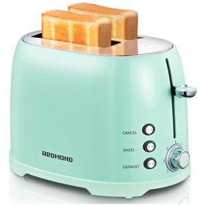 Torradeira Elétrica de 2 Fatias com 7 Níveis de Tostagem, Aço Inoxidável, 800W, 110v, REDMOND, Azul