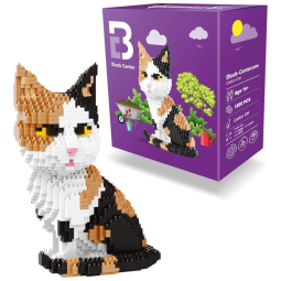 Kit de Construção Gato 3D com 1390 Peças, BLOCK CENTER, Amarelo