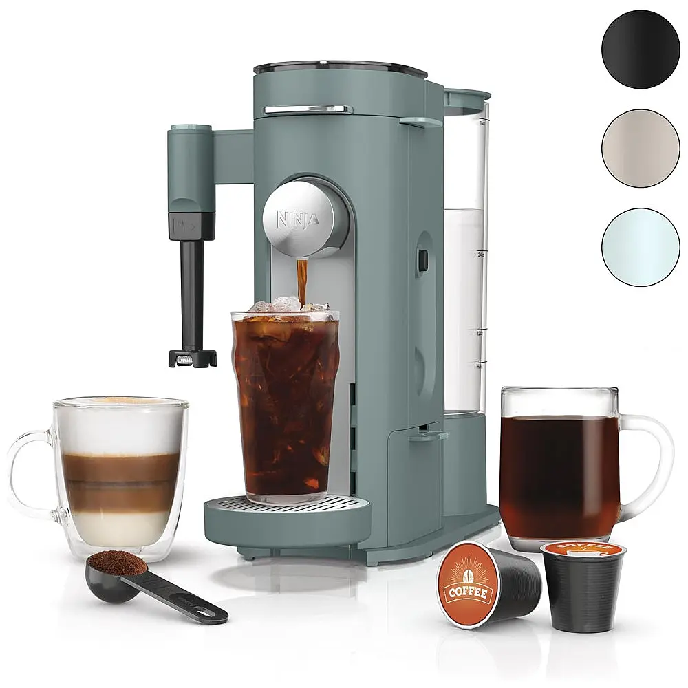 Cafeteira Ninja PB051SG Verde Sálvia 4 Estilos Preparo Duplo Cápsula Pó Espumador 120V