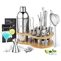 Kit Bn Profissional 24 Peças em Aço Inoxidável com Suporte e Livro de Receitas, YISSVIC 5754, Prateado