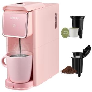 Máquina de Café Compatível com Cápsula K Cup, Café moído ou Chá a Granel, 110V 1000W, Mecity, Rosa