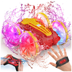 Carrinho Anfíbio de Controle Remoto com Luzes para Crianças de 6 a 12 Anos - 4x4, à Prova d'Água, Sensor de Gestos, Controle Manual -