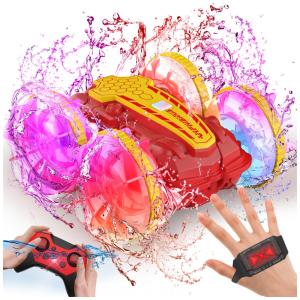 Carrinho Anfíbio de Controle Remoto com Luzes para Crianças de 6 a 12 Anos - 4x4, à Prova d'Água, Sensor de Gestos, Controle Manual -