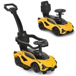 Carrinho de Passeio Infantil 3 em 1 com Alça, Música, USB, Farol e Compartimento Sob o Assento para Crianças de 1 a 5 Anos, INFANS, Amarelo