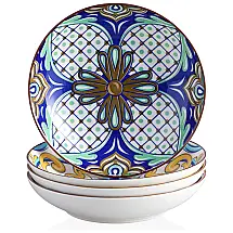 Conjunto de Pratos Fundos Estampados de Porcelana 4 UN, vancasso Jasmin, Azul