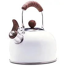 Chaleira 2L com Apito e Cabo ergonômico, Aço Inoxidável, ROCKURWOK, Branco