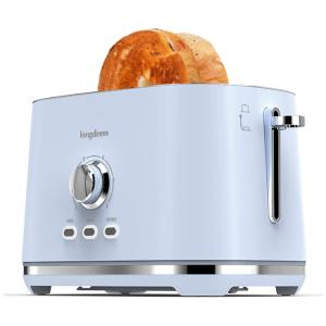 Torradeira Elétrica 2 Fatias com 6 Níveis de Tostagem e Função Descongelar, 110V 1000W, LONGDEEM, Azul