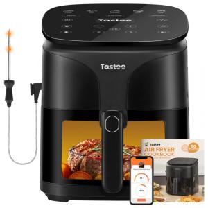 Air Fryer 8 em 1, 5.1L com 24 Predefinições de Cozimento, Janela de Visualização, Sonda Inteligente de Sensor Duplo, Cesto Antiaderente