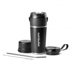 Liquidificador Portátil Ideal para Viagens com Alça de Transporte e Carregamento por USB-C, Nutribullet, Preto
