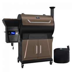 Churrasqueira á Pellet de Madeira com Controlador PID 2.0, Tela LCD, 2 Sondas de Carne, Armário de Armazenamento, Capa de Chuva e Superfície