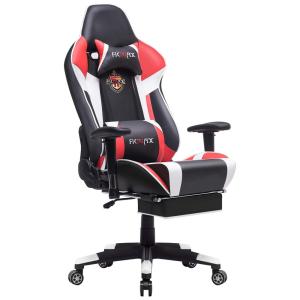 Cadeira Gamer Ficmax, Ergonômica, Reclinável, Com Massagem, Couro PU, 360 Graus, Preto, Vermelho