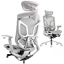 ERGOUP DV 10 Cadeira de Escritório Ergonômica Giratória e Ajustável com Apoio 4D, Cinza