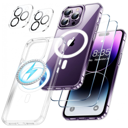 Capa para Iphone 14 Pro Max com Protetor de Tela Embutido e à Prova dÁgua, Temdan, Transparente