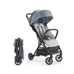 Carrinho de Bebê Compacto com Assento Acolchoado, Reclinação em Várias Posições e Apoio para as Pernas Ajustável, Inglesina Quid, Azul Claro