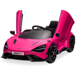 Carro Elétrico Infantil McLaren 765LT com 2 Velocidades, Controle dos Pais, Portas Hidráulicas, Partida Suave, 12V, Kidzone, Rosa