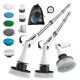 Escova Elétrica Rotativa 360 sem Fio com 2 Velocidades e 4 Acessórios, Branca, 110v, MGLSDEET ANS 8038, Branco