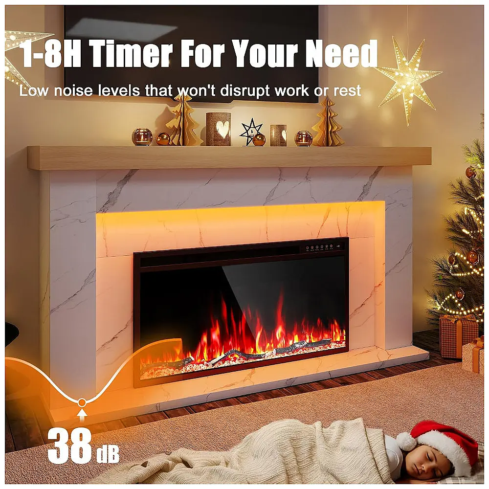 Lareira Elétrica Eshoma 157x33x88cm 1500W Chamas LED 15 Cores Portátil 110V — foto 2