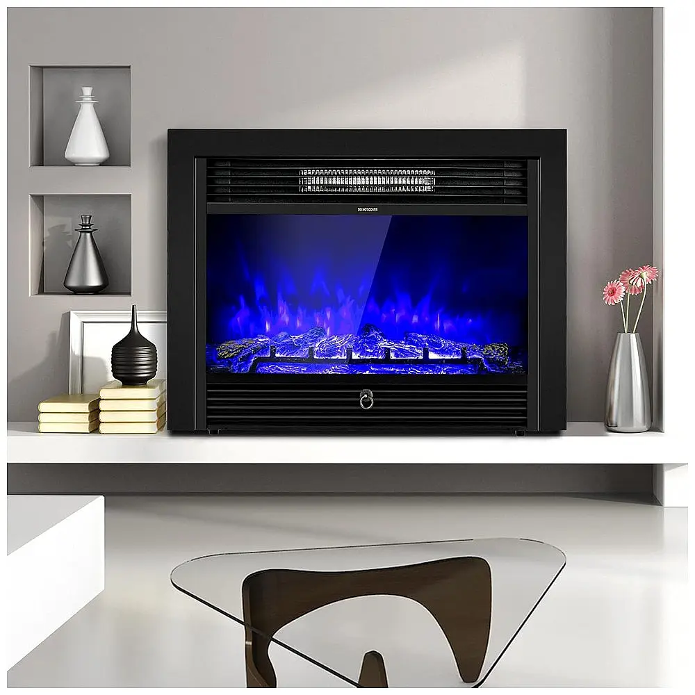Lareira Elétrica de Embutir A53x72L com Controle Remoto e Digital, Luz LED, Chama Ajustável e Temporizador, 1500W, 110v, COSTWAY 24718US — foto 3