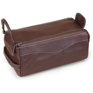 Necessaire Masculina de Couro, OLVONO, Marrom