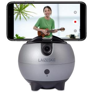 LA8 Suporte para Celular com Rastreamento de Rosto 360 Automático, LAIZESKE, Cinza