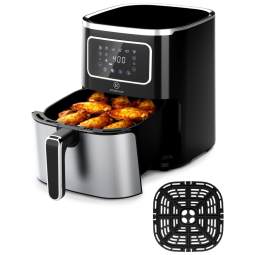 Air Fryer 6 em 1, 5.2L com Painel Digital, Cesta Antiaderente, Desligamento Automático e Lavável na Máquina de Lavar Louça, 110V 1350W