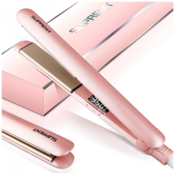 Chapinha Prancha de Cabelo Profissional com Placa Cerâmica e Visor LED, Bivolt, SUPRENT, Rosa