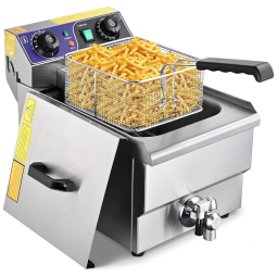 Fritadeira Elétrica Profissional 11.7L em Aço Inoxidável, 1500W 110V, WeChef, Prata