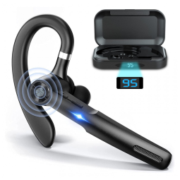 Fone de Ouvido Bluetooth com Estojo de Carregamento e Bateria 50H de Duração, JOYHOOSH G1, Preto