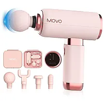 Movo Massageador Pistola Elétrico Profissional Sem Fio 4 Acessórios e 5 Velocidades, Rosa