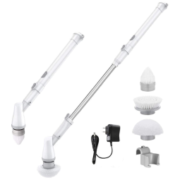 Vassoura Elétrica Rotativa 360 sem Fio com Cabo Flexível e 3 Acessórios, 110v, GAOXIN, Branco