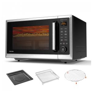 TOSHIBA Micro-ondas de Bancada com Air Fryer, Tela Colorida de 6 cm, Tecnologia Inverter e Sensor Inteligente, Compatível Alexa, 1100W