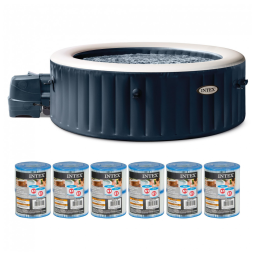 Spa Inflável Hidromassagem para 4 Pessoas com 6 Cartuchos de Filtro Substituição, Intex 28429EP, Azul