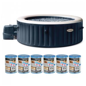 Spa Inflável Hidromassagem para 4 Pessoas com 6 Cartuchos de Filtro Substituição, Intex 28429EP, Azul