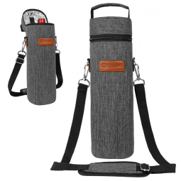 Bolsa Térmica para Vinho OPUX, Porta Garrafa de Vinho Isolada para Viagem, Picnic e Praia, com Alça de Ombro, Cinza Carvão