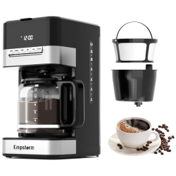 Máquina de Café Programável 12 xícaras com Jarra de Vidro, Desligamento Automático e Sistema Anti-Gotejamento, 110V 1000W, Empstorm