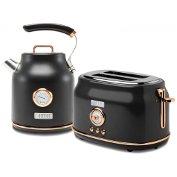 Conjunto chaleira elétrica 1,7L e torradeira 2 fatias Haden Dorset inox preto e cobre 1500W 110V ​