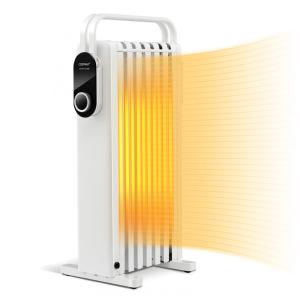 Aquecedor Elétrico a Óleo com Rack Suspenso Dobrável, 3 Opções de Calor e Proteção Dupla de Segurança, 110V 1500W, COSTWAY, Branco