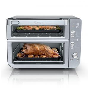 Forno Elétrico Air Fryer 12 em 1 com Porta Flexível e Tecnologia DualZone, 110V 1800W, Ninja DCT601 Double Stack XL, Prata
