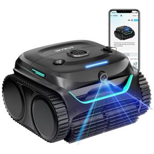 Robô de Limpeza de Piscina Sem Fio WYBOT C2 Vision AI para Piscinas Enterradas, 8 Modos de Limpeza Robótica, Filtração Ultrafina