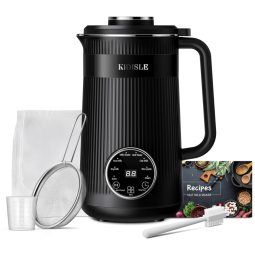 Máquina de Leite Vegetal 8 em 1, 950mL com Tela LED e Funções Início Retardado, Manter Quente e Ferver Água, KIDISLE, Preta