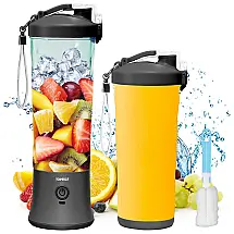 Liquidificador de Bancada Portátil 380 mL para Vitaminas, Recarregável via USB 4000 mAh, TOPESCT A1, Azul