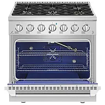 Fogão a gás profissional 91cm Empava inox fornalha única convecção 6 queimadores selados alta/baixa 147L 110V