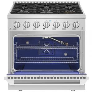 Fogão a gás profissional 91cm Empava inox fornalha única convecção 6 queimadores selados alta/baixa 147L 110V