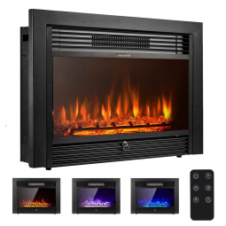 Lareira Elétrica de Embutir A53x72L com Controle Remoto e Temporizador, 110V, YODOLLA, Preta