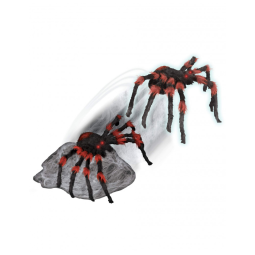 Aranha Animatrônica com Luzes e Movimento para Decoração de Halloween, Preta e Vermelha