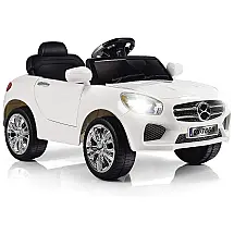 Carro Elétrico Infantil a Bateria 6V e 1 Assento com 2 Velocidades e Luzes LED, USB, OLAKIDS, Branco