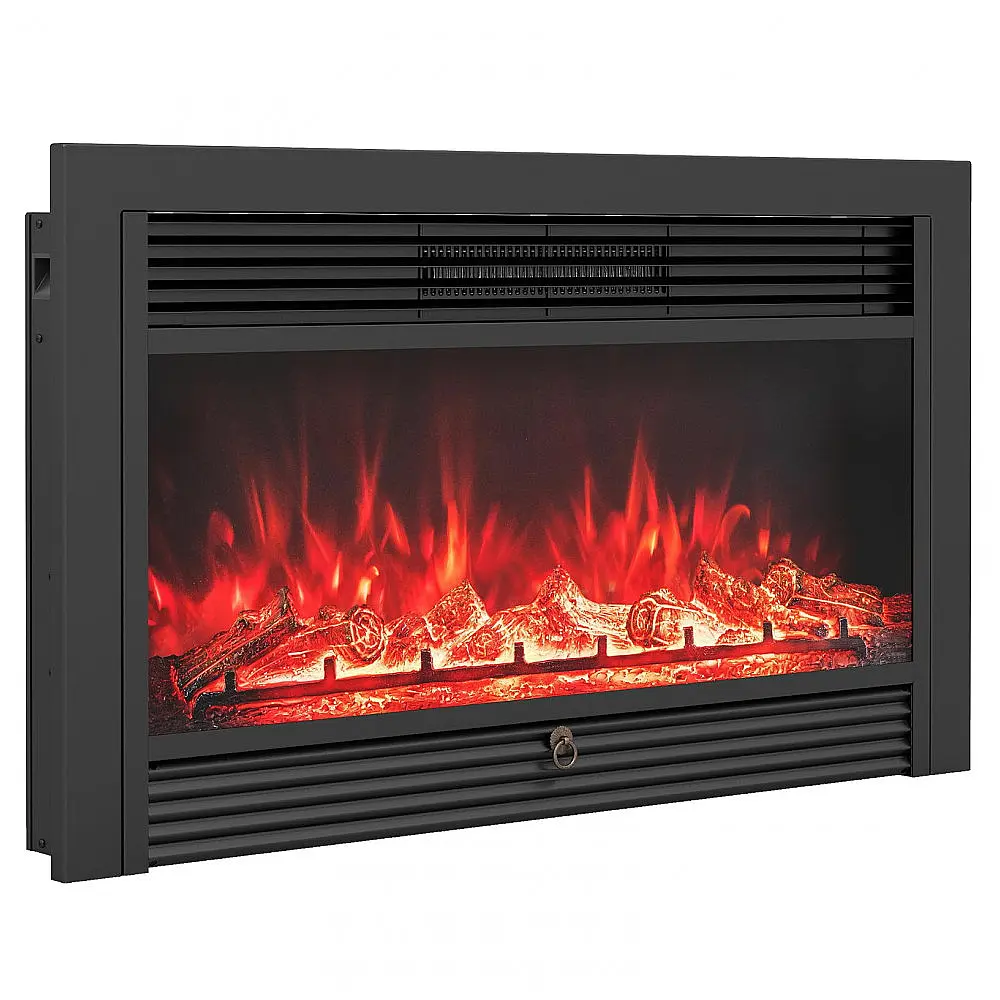 Lareira Elétrica Giantex 91x53cm 1500W Chamas LED Timer Embutir 110V