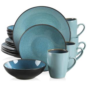 Aparelho de Jantar com 16 Peças Incluindo Pratos, Bowls e Canecas, Vancasso Bubble, Marrom